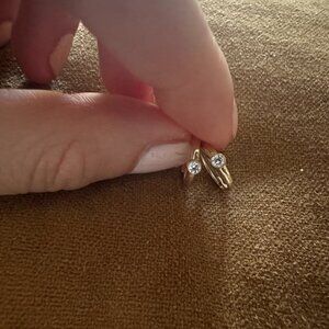 14K solid good Single Bezel Set Diamond Hoops with Mejuri packaging